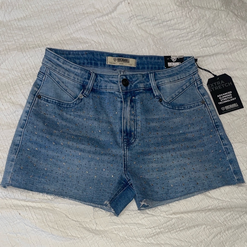 Rock & Roll Cowgirl Denim bling studded Shorts